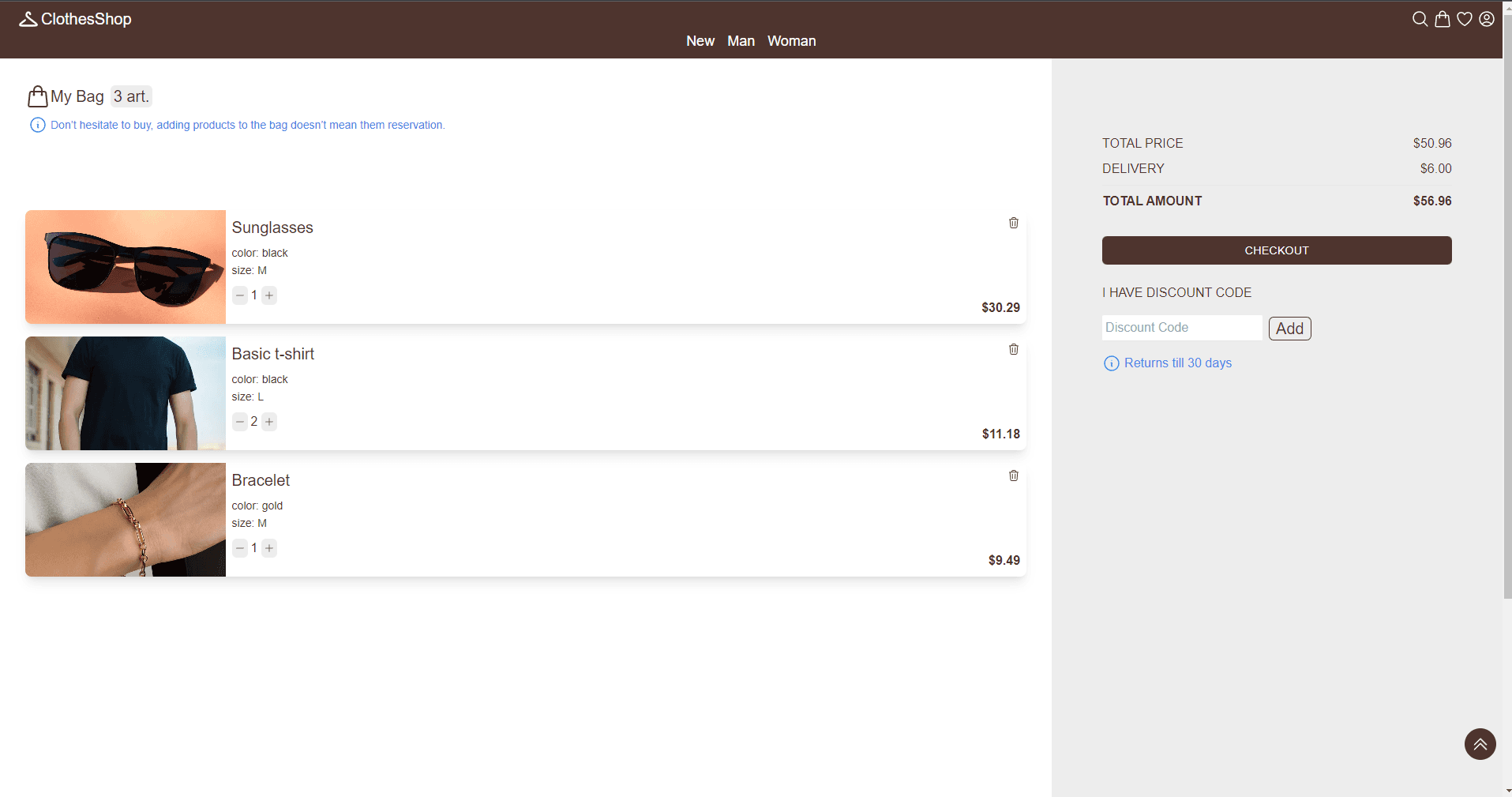 Clothing Ecommerce app screenshot
