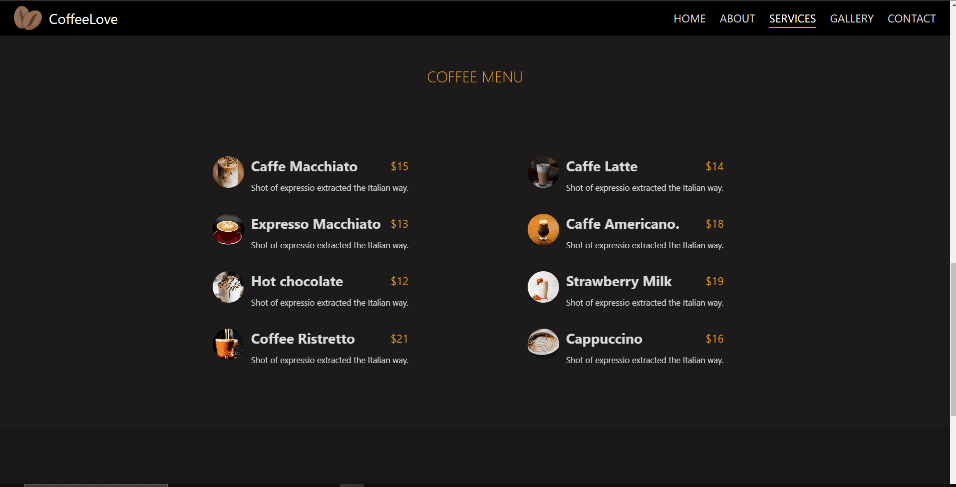 Coffee Lovers app screenshot